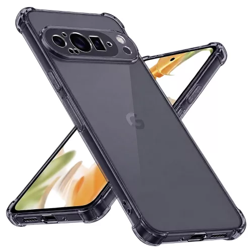Techsuit - Shockproof Átlátszó Ütésálló Szilikon tok - Google Pixel 9 Pro - Átlátszó fekete