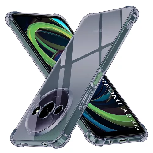 Techsuit - Shockproof Átlátszó Ütésálló Szilikon tok - Xiaomi Redmi A3 / Redmi A3x - Átlátszó fekete