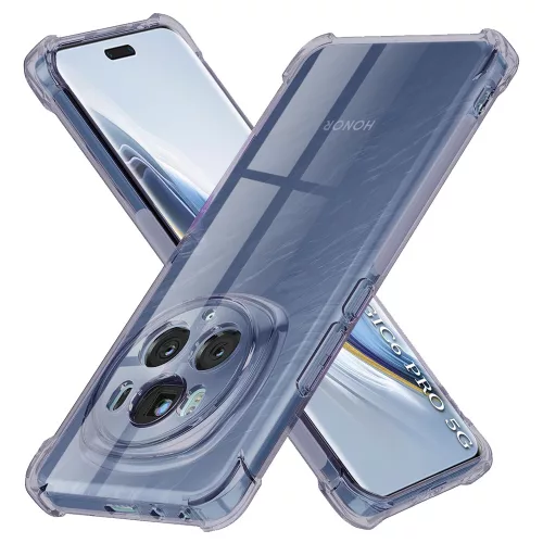 Techsuit - Shockproof Átlátszó Ütésálló Szilikon tok - Honor Magic6 Pro - Átlátszó fekete