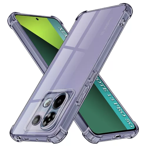 Techsuit - Shockproof Átlátszó Ütésálló Szilikon tok - Xiaomi Redmi Note 13 Pro 5G / Poco X6 - Átlátszó fekete