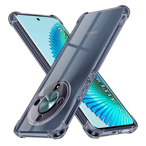 Techsuit - Shockproof Átlátszó Ütésálló Szilikon tok - Honor Magic6 Lite - Átlátszó fekete