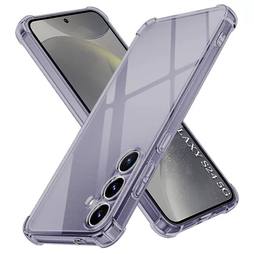 Techsuit - Shockproof Átlátszó Ütésálló Szilikon tok - Samsung Galaxy S24 - Átlátszó fekete