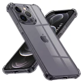   Techsuit - Shockproof Átlátszó Ütésálló Szilikon tok - iPhone 12 Pro - Átlátszó fekete