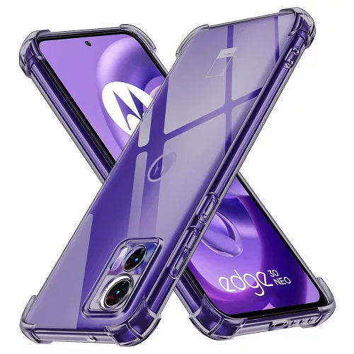 Techsuit - Shockproof Átlátszó Ütésálló Szilikon tok - Motorola Edge 30 Neo - Átlátszó fekete