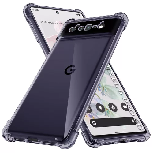 Techsuit - Shockproof Átlátszó Ütésálló Szilikon tok - Google Pixel 6 Pro - Átlátszó fekete