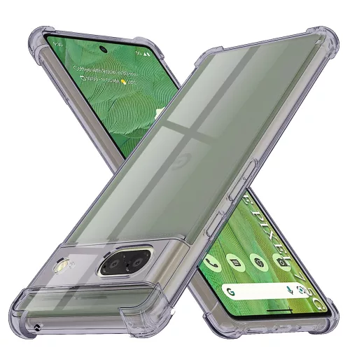 Techsuit - Shockproof Átlátszó Ütésálló Szilikon tok - Google Pixel 7 - Átlátszó fekete