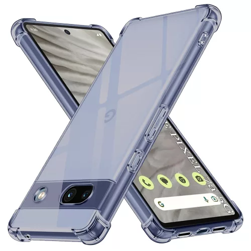 Techsuit - Shockproof Átlátszó Ütésálló Szilikon tok - Google Pixel 7a - Átlátszó fekete