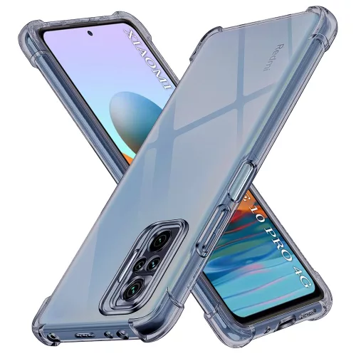 Techsuit - Shockproof Átlátszó Ütésálló Szilikon tok - Xiaomi Redmi Note 10 Pro / Note 10 Pro Max - Átlátszó fekete