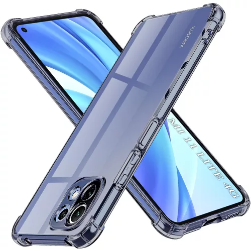 Techsuit - Shockproof Átlátszó Ütésálló Szilikon tok - Xiaomi Mi 11 Lite 4G / Mi 11 Lite 5G / 11 Lite 5G NE - Átlátszó fekete