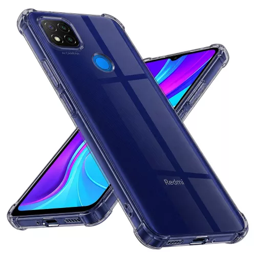 Techsuit - Shockproof Átlátszó Ütésálló Szilikon tok - Xiaomi Redmi 9C / Redmi 9C NFC - Átlátszó fekete