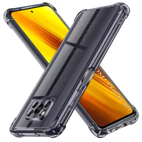   Techsuit - Shockproof Átlátszó Ütésálló Szilikon tok - Xiaomi Poco X3 / Poco X3 NFC / Poco X3 Pro - Átlátszó fekete