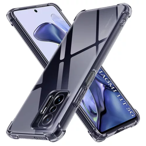Techsuit - Shockproof Átlátszó Ütésálló Szilikon tok - Xiaomi 11T / 11T Pro - Átlátszó fekete