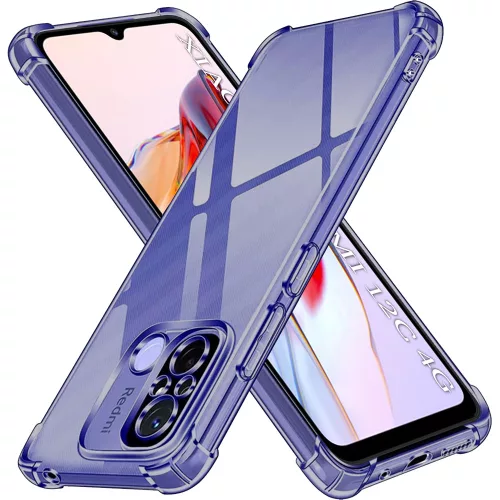 Techsuit - Shockproof Átlátszó Ütésálló Szilikon tok - Xiaomi Redmi 12C - Átlátszó fekete