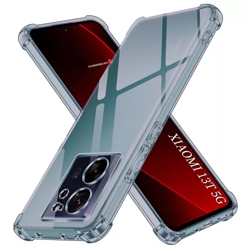 Techsuit - Shockproof Átlátszó Ütésálló Szilikon tok - Xiaomi 13T / 13T Pro - Átlátszó fekete