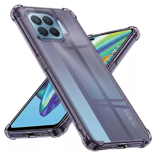 Techsuit - Shockproof Átlátszó Ütésálló Szilikon tok - Oppo Reno4 Lite - Átlátszó fekete