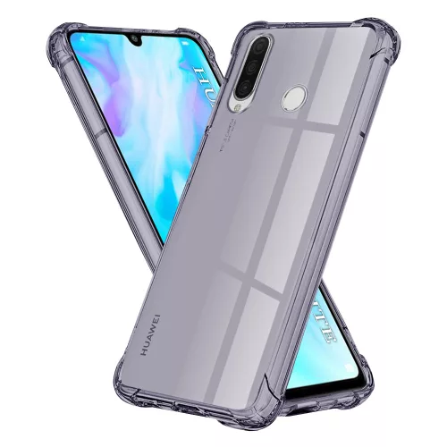 Techsuit - Shockproof Átlátszó Ütésálló Szilikon tok - Huawei P30 Lite / P30 Lite New Edition - Átlátszó fekete