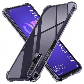   Techsuit - Shockproof Átlátszó Ütésálló Szilikon tok - Huawei Nova 5T / Honor 20 - Átlátszó fekete
