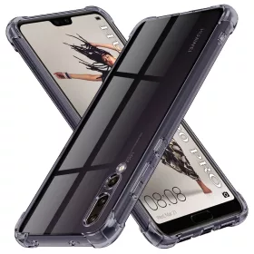   Techsuit - Shockproof Átlátszó Ütésálló Szilikon tok - Huawei P20 Pro - Átlátszó fekete