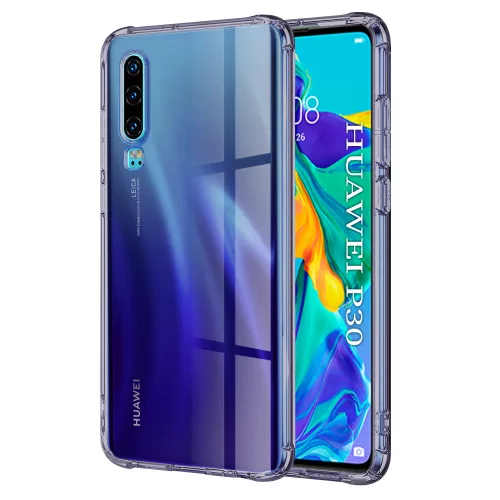 Techsuit - Shockproof Átlátszó Ütésálló Szilikon tok - Huawei P30 - Átlátszó fekete