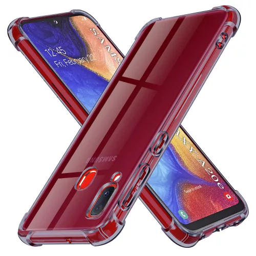 Techsuit - Shockproof Átlátszó Ütésálló Szilikon tok - Samsung Galaxy A20e - Átlátszó fekete