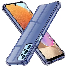   Techsuit - Shockproof Átlátszó Ütésálló Szilikon tok - Samsung Galaxy A32 4G - Átlátszó fekete