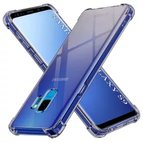   Techsuit - Shockproof Átlátszó Ütésálló Szilikon tok - Samsung Galaxy S9 - Átlátszó fekete