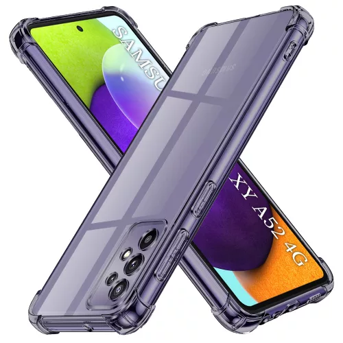 Techsuit - Shockproof Átlátszó Ütésálló Szilikon tok - Samsung Galaxy A52 4G / A52 5G / A52s 5G - Átlátszó fekete