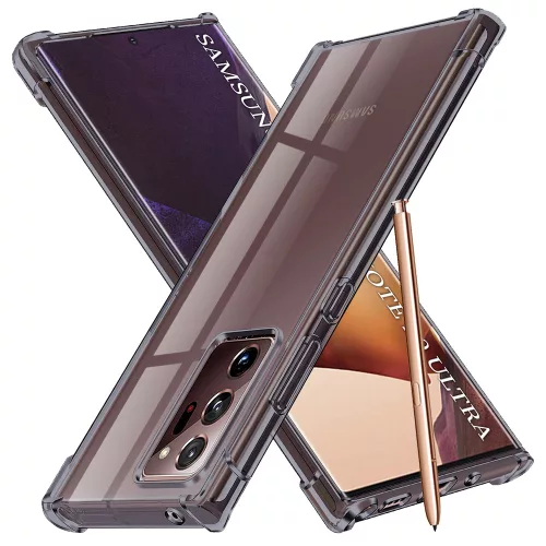Techsuit - Shockproof Átlátszó Ütésálló Szilikon tok - Samsung Galaxy Note 20 Ultra 4G / Note 20 Ultra 5G - Átlátszó fekete