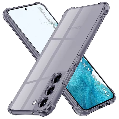 Techsuit - Shockproof Átlátszó Ütésálló Szilikon tok - Samsung Galaxy S22 5G - Átlátszó fekete