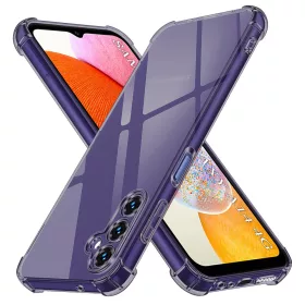   Techsuit - Shockproof Átlátszó Ütésálló Szilikon tok - Samsung Galaxy A14 4G / A14 5G - Átlátszó fekete