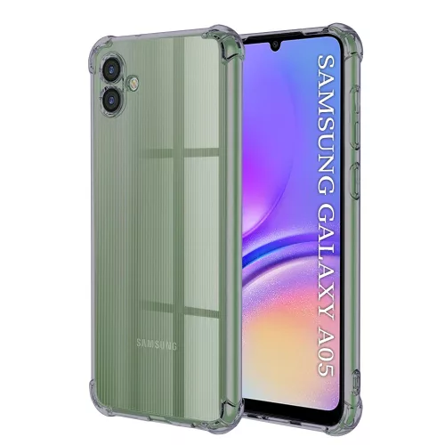 Techsuit - Shockproof Átlátszó Ütésálló Szilikon tok - Samsung Galaxy A05 - Átlátszó fekete