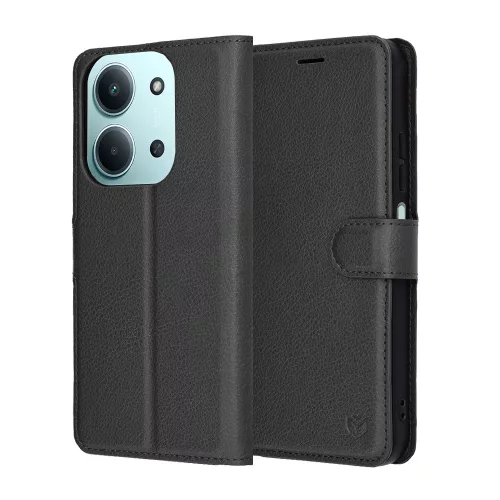 Techsuit - Leather Folio kinyitható tok - Xiaomi Redmi 15C 4G / Redmi 15C 5G / Poco C85 4G - Fekete