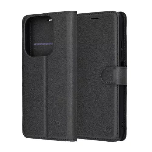 Techsuit - Leather Folio kinyitható tok - Xiaomi Redmi 15C 4G / Redmi 15C 5G / Poco C85 4G - Fekete