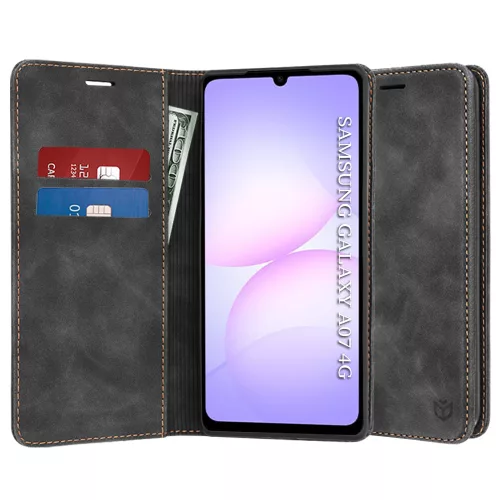 Techsuit - Confy Cover kinyitható tok - Samsung Galaxy A07 4G - Fekete
