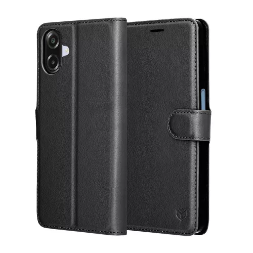 Techsuit - Leather Folio kinyitható tok - Samsung Galaxy A07 4G - Fekete