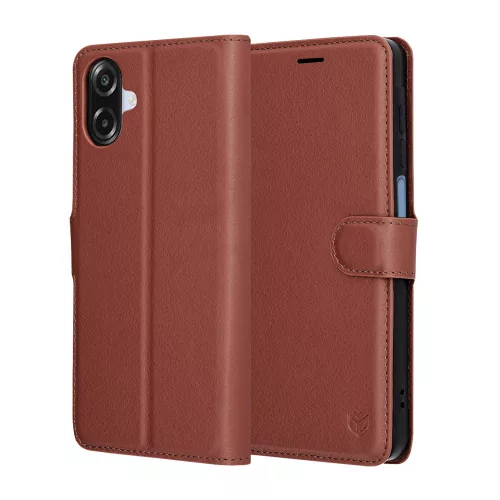 Techsuit - Leather Folio kinyitható tok - Samsung Galaxy A07 4G - Barna