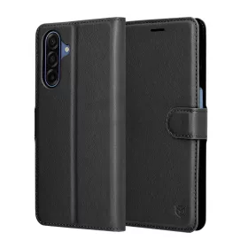   Techsuit - Leather Folio kinyitható tok - Samsung Galaxy A17 5G / A17 4G / M17 / F17 - Fekete