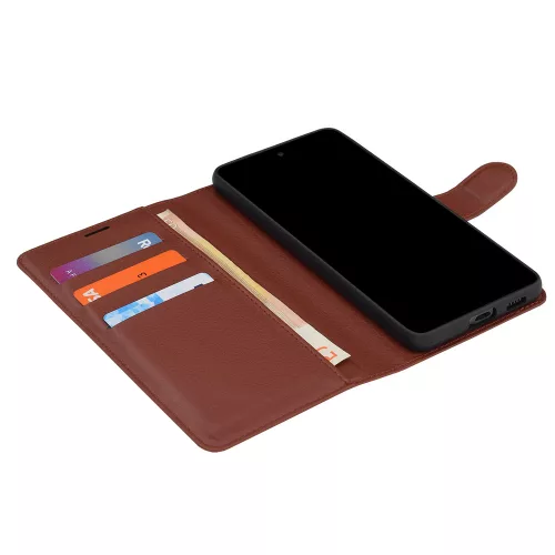 Techsuit - Leather Folio kinyitható tok - Samsung Galaxy A17 5G / A17 4G / M17 / F17 - Barna