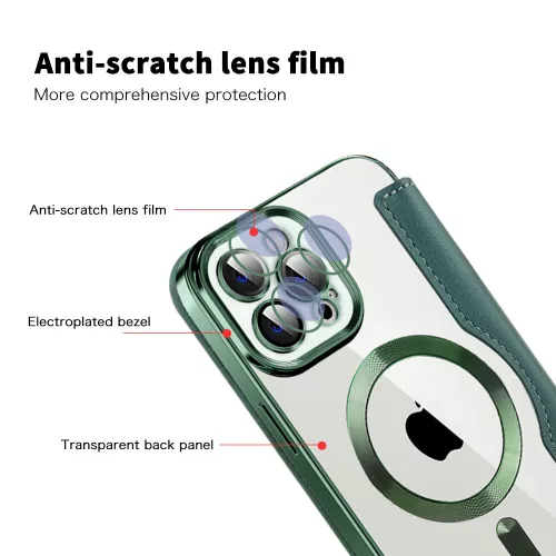 Techsuit - SmartMag kinyitható tok - iPhone 12 Pro Max - Zöld