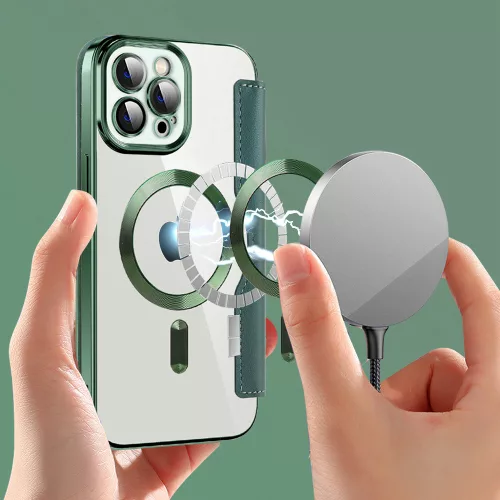 Techsuit - SmartMag kinyitható tok - iPhone 12 Pro Max - Zöld