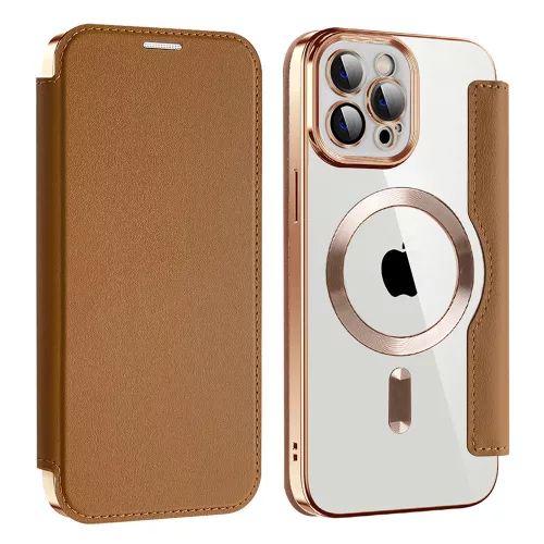 Techsuit - SmartMag kinyitható tok - iPhone 12 Pro - Barna