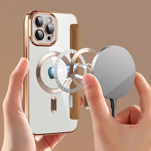 Techsuit - SmartMag kinyitható tok - iPhone 12 Pro - Barna