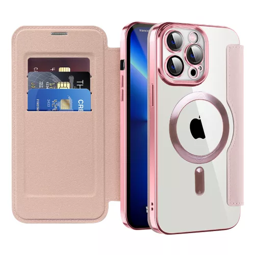 Techsuit - SmartMag kinyitható tok - iPhone 13 Pro - Rózsaszín