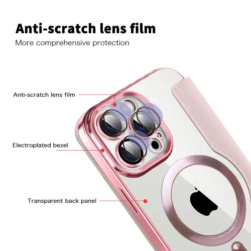 Techsuit - SmartMag kinyitható tok - iPhone 13 Pro - Rózsaszín