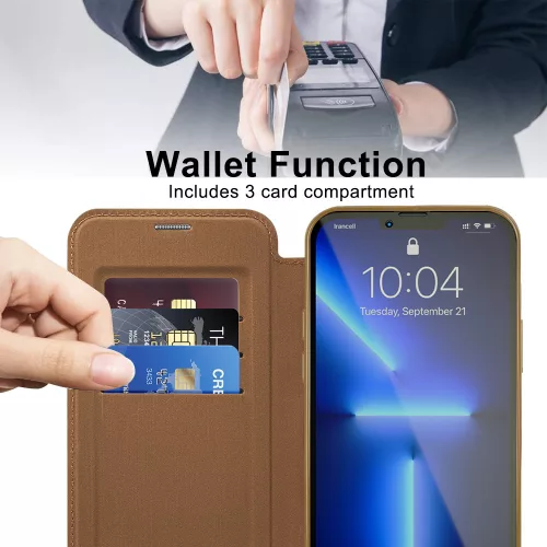 Techsuit - SmartMag kinyitható tok - iPhone 13 Pro - Barna