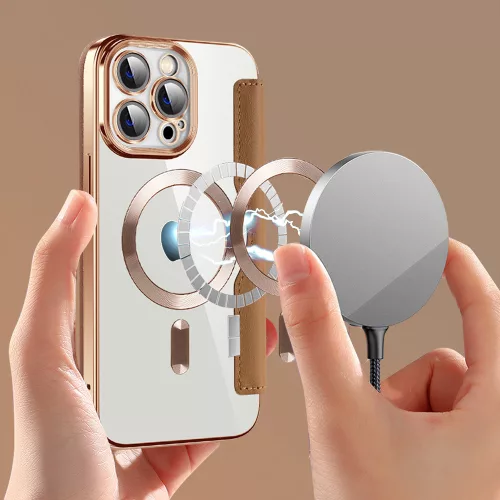 Techsuit - SmartMag kinyitható tok - iPhone 13 Pro - Barna