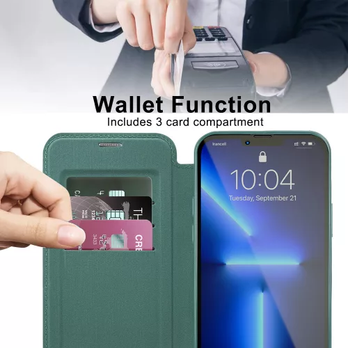 Techsuit - SmartMag kinyitható tok - iPhone 13 Pro - Zöld