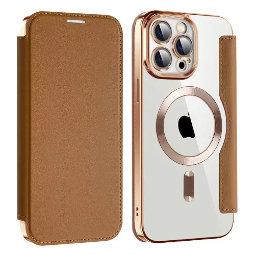 Techsuit - SmartMag kinyitható tok - iPhone 13 Pro Max - Barna