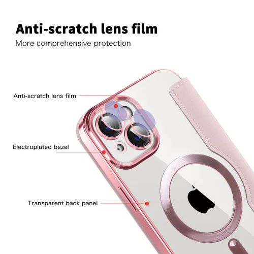 Techsuit - SmartMag kinyitható tok - iPhone 14 Plus - Rózsaszín