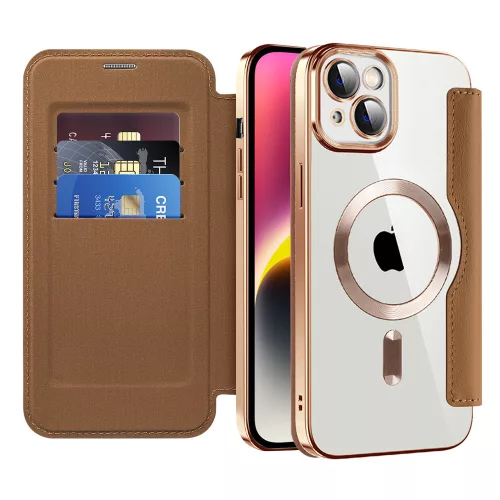 Techsuit - SmartMag kinyitható tok - iPhone 14 Plus - Barna